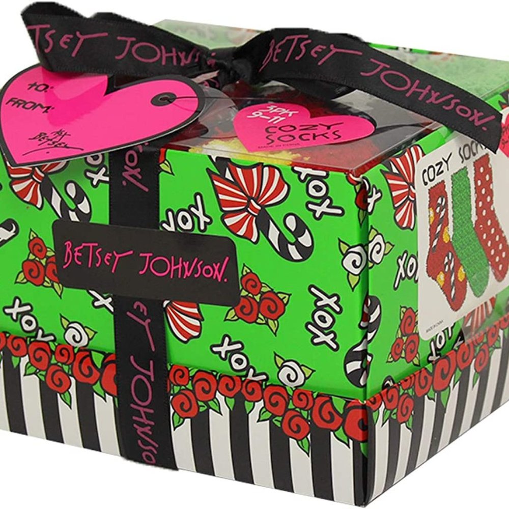 Betsey Johnson Women's Candy Cane and Dot Cozy Gift Box BJ44830, Multi, One Size